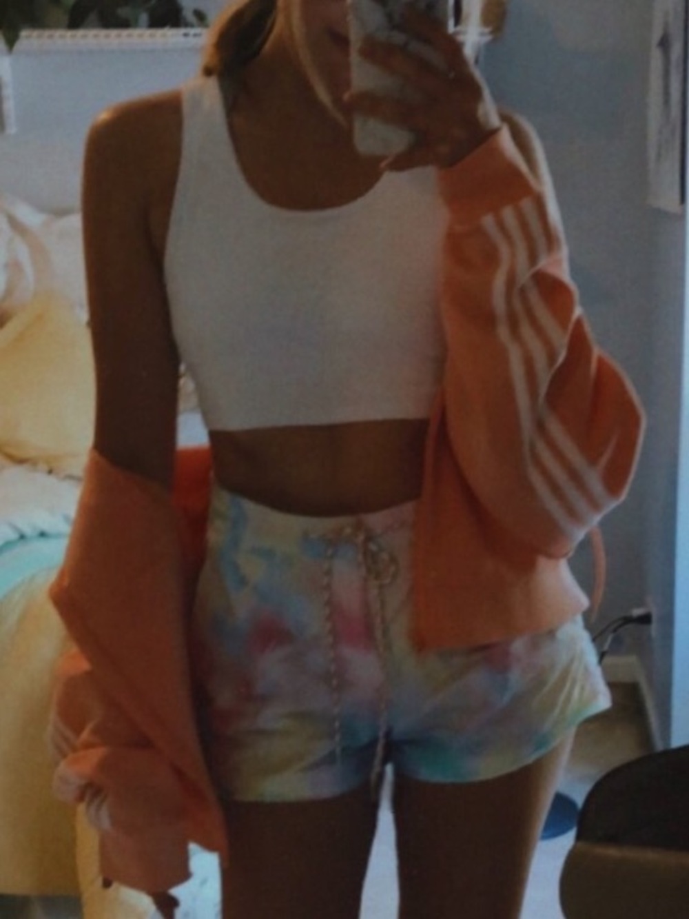 Women's Tie-Dye Drawstring Lounge Shorts - Pastel Multicolor